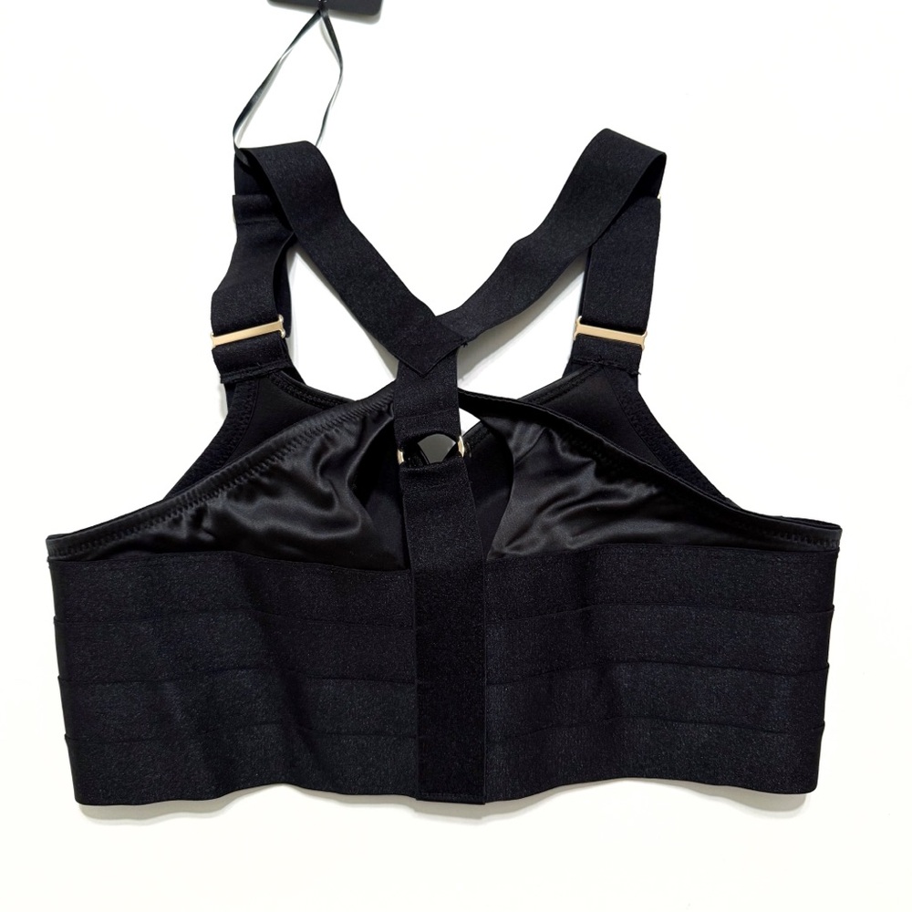 HONEY BIRDETTE BLACK GOLD BLAIR RACERBACK FRONT ZIP CLOSE PUSH-UP BUSTIER BRA - Picture 2 of 10